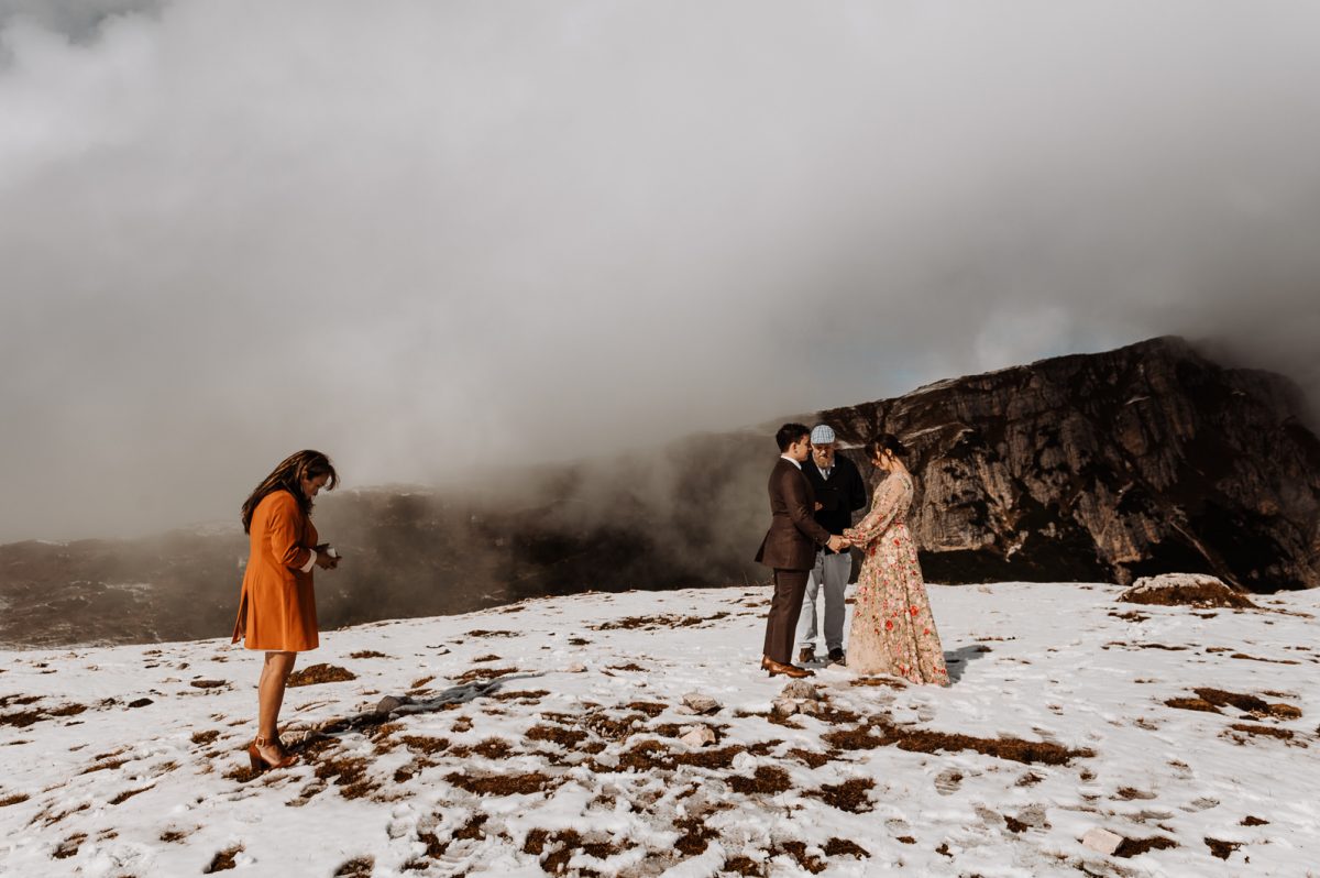 Elopement ceremony on the top of a mountain