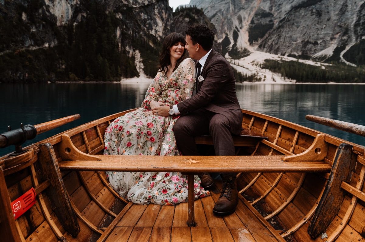 Couple hugging on boat